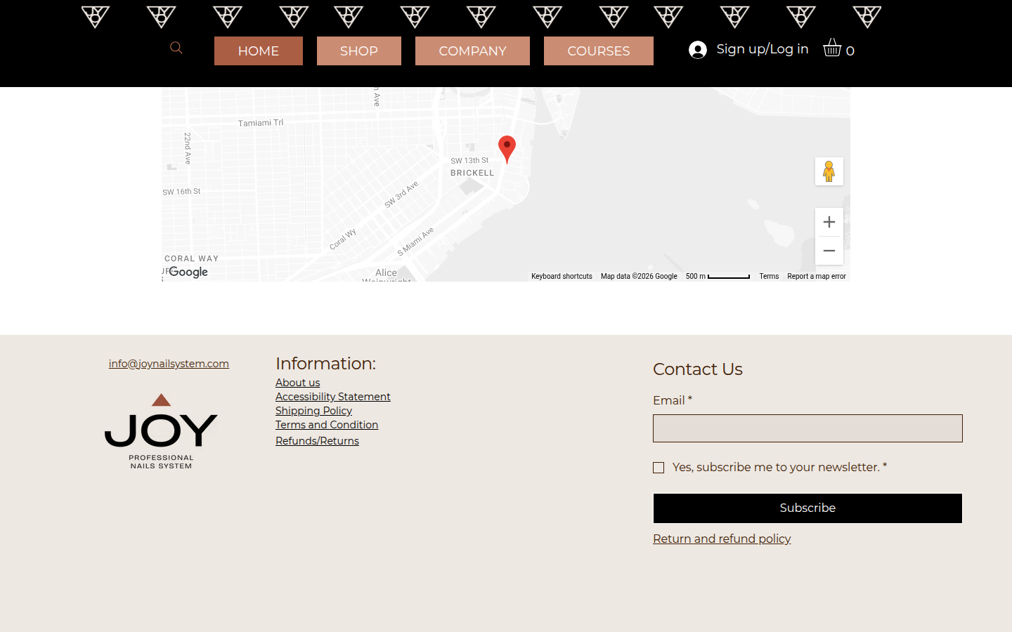 Footer on joynailsystem.com
