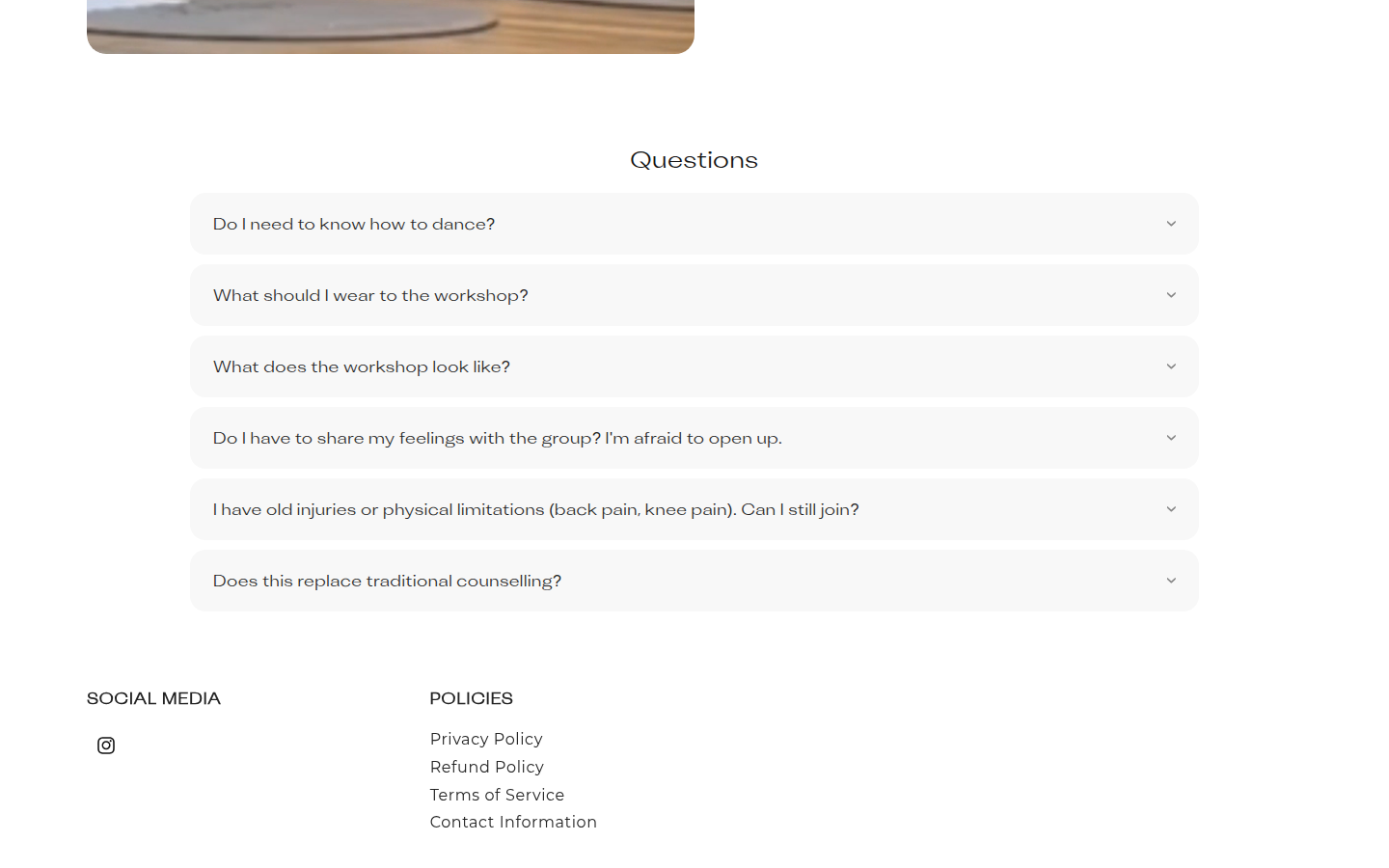 FAQ section followed directly by the footer with no booking button