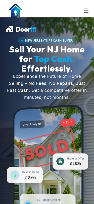 Doorifi mobile homepage first screen showing no lead form