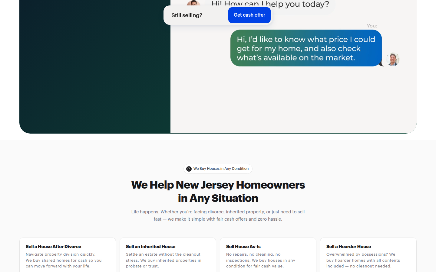 Doorifi situation cards for divorce, inherited, as-is and hoarder houses
