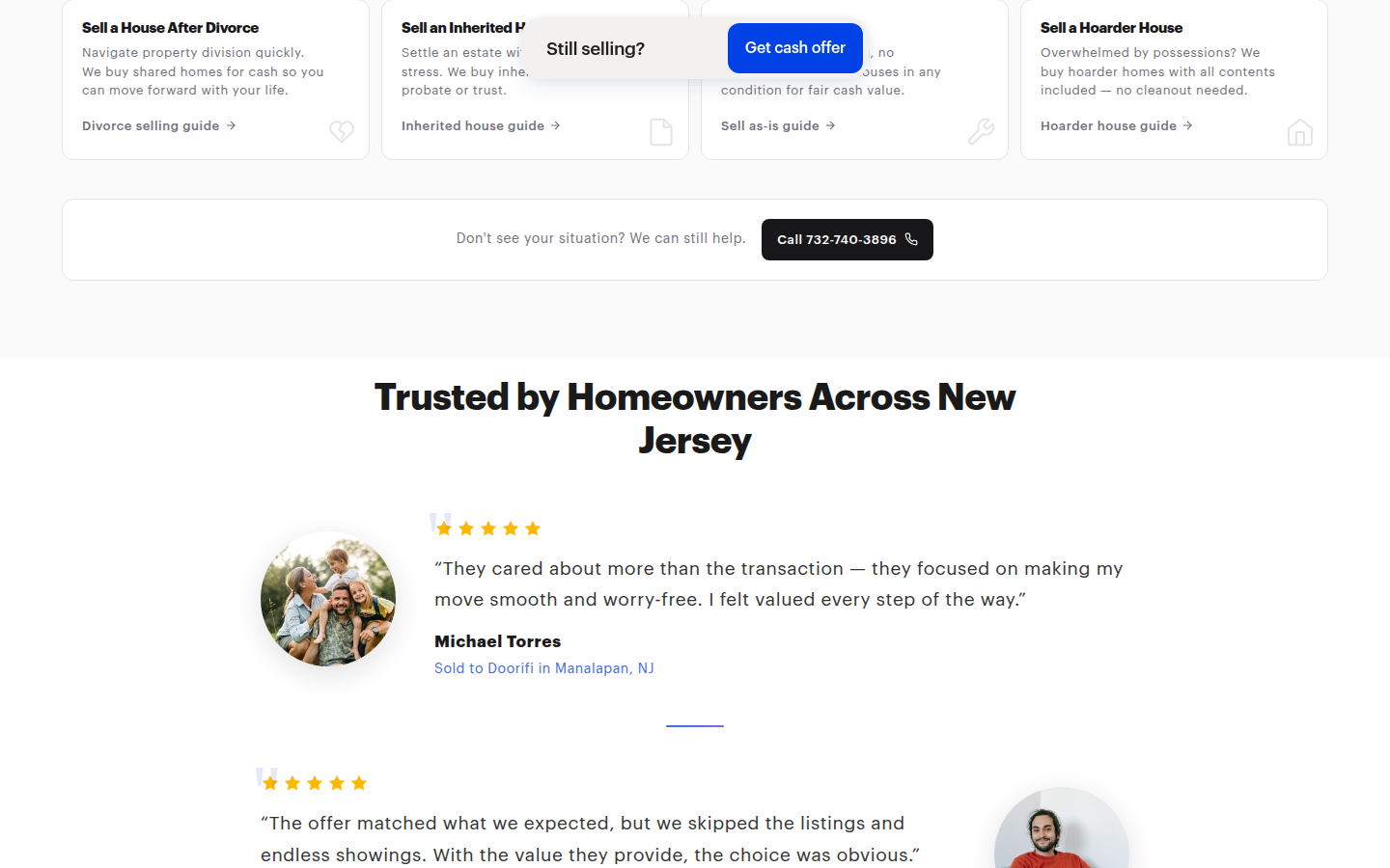 Doorifi testimonials with names and New Jersey towns
