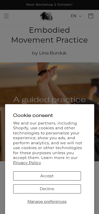 Homepage on mobile with the cookie modal covering the fold