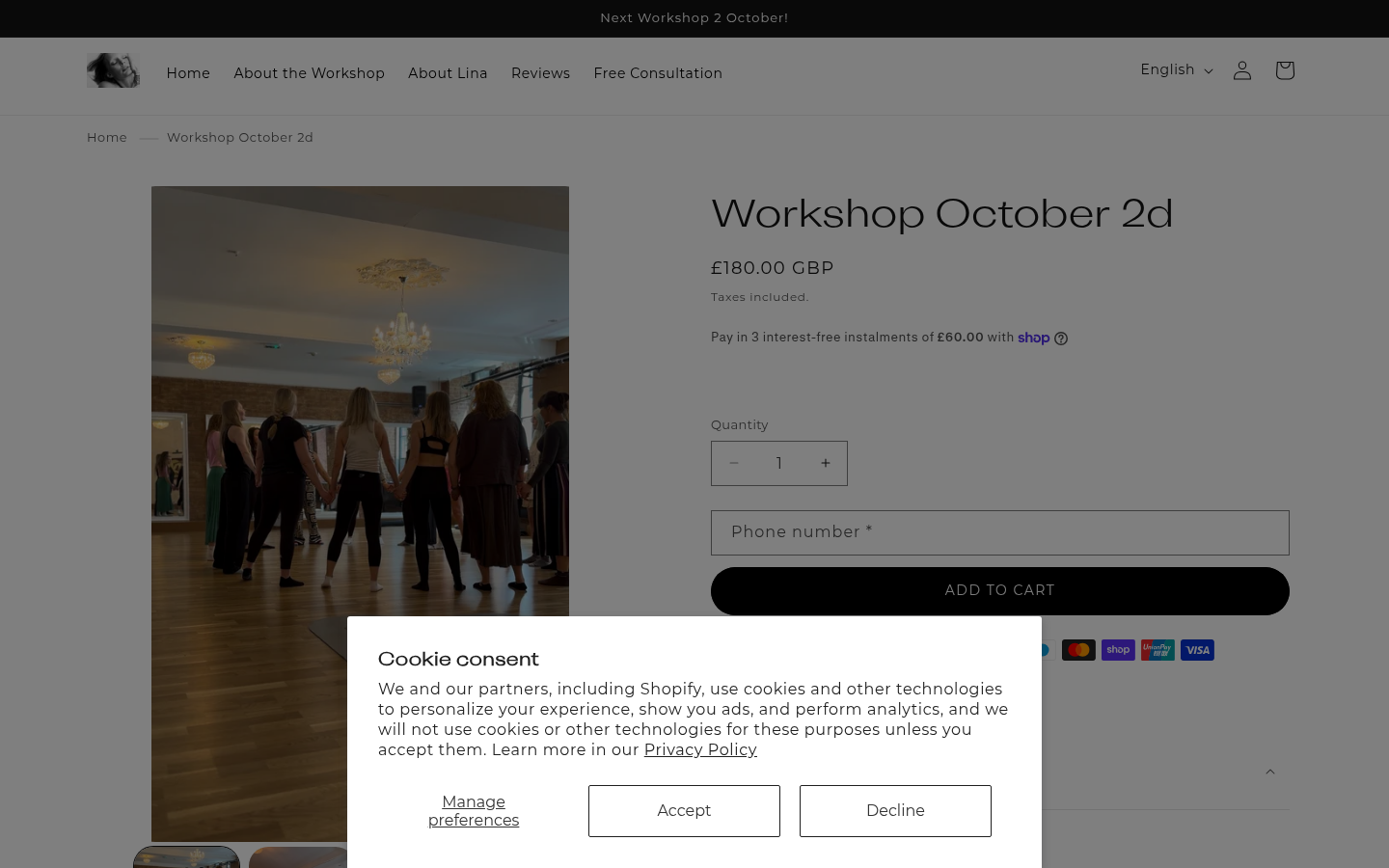 Product page showing an empty description